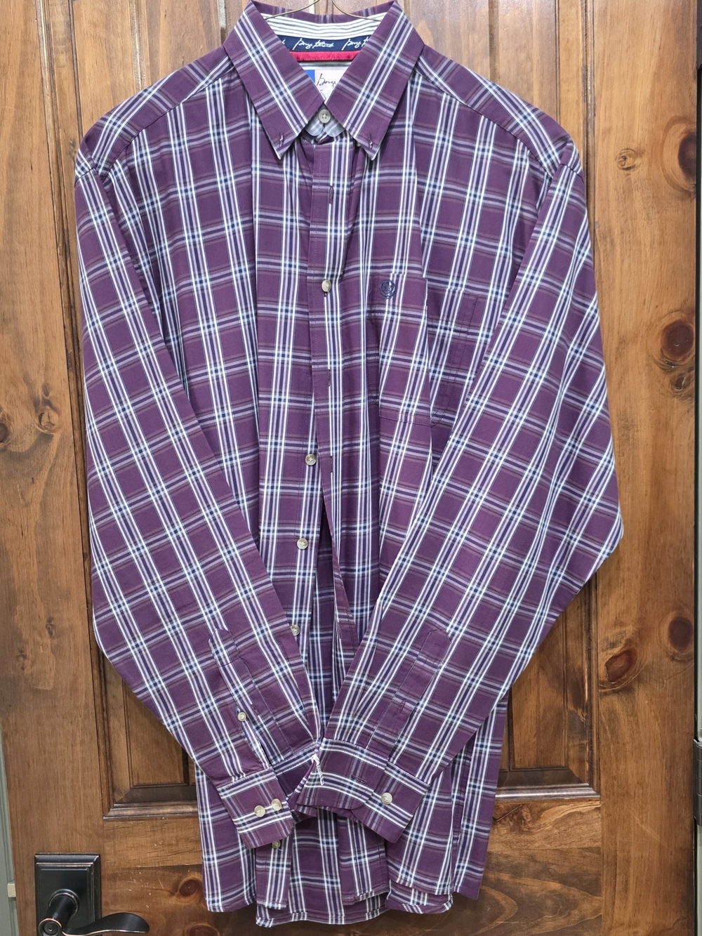 Wrangler Men’s Burgundy Plaid Button-Down Shirt